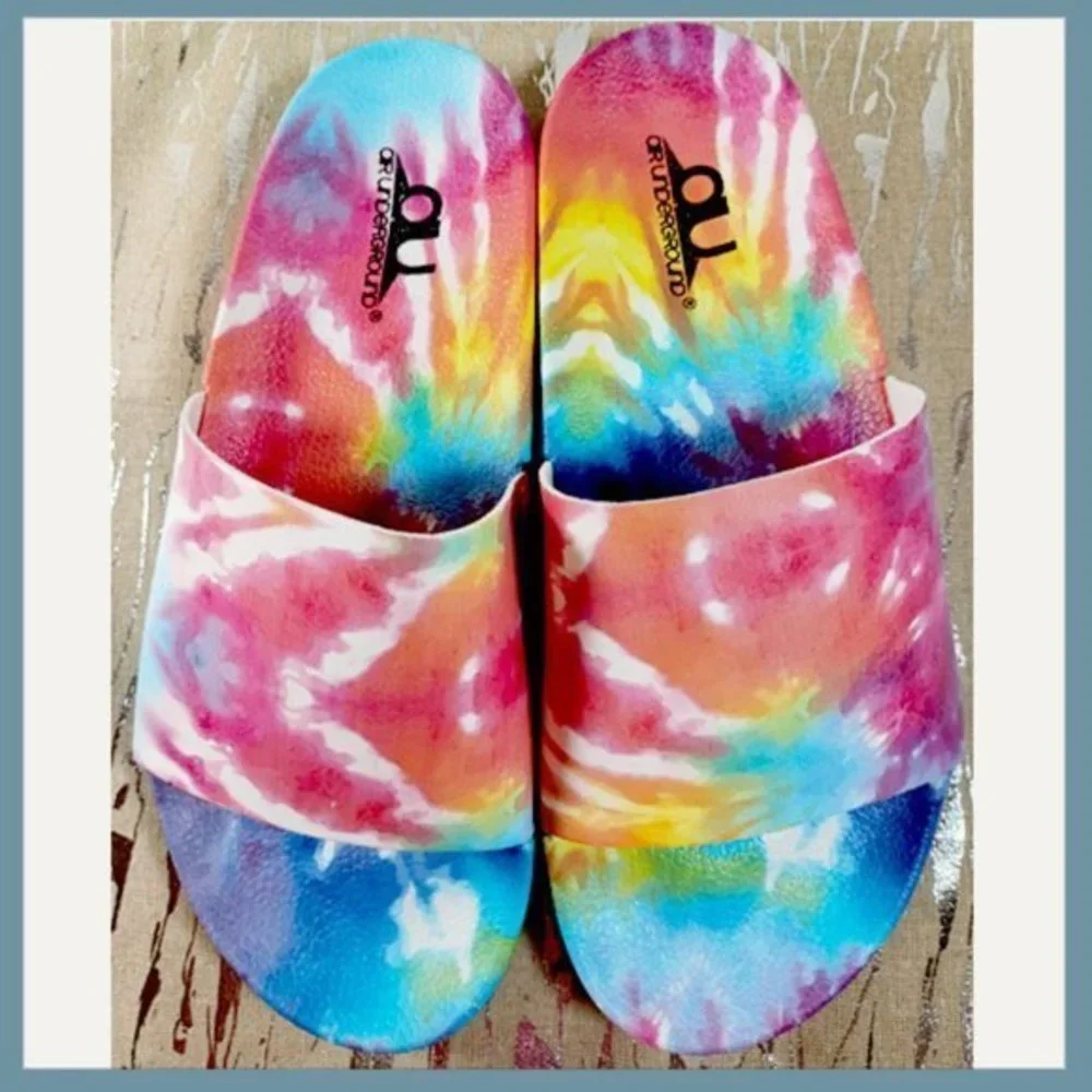 🌈 Air Underground Tie Dye Slides – Women’s Size 8 | Bright Colorful Sandal - Picture 8 of 8